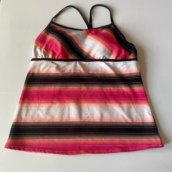 Nike Women’s striped swimsuit tankini bathing suit top racerback size Medium 8 - Picture 2 of 9